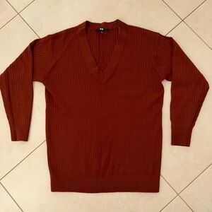 Uniqlo Women’s wool brown Rust Sweater v neck warm